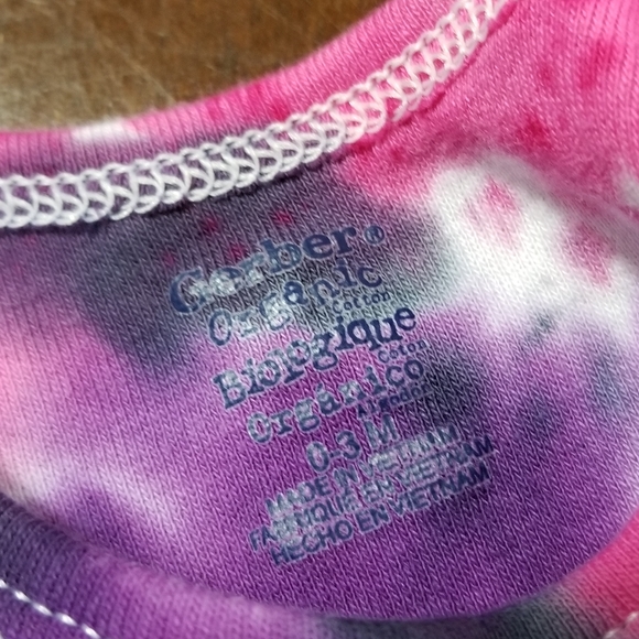 0-3 Months Pink Purple Grey Tie Dye Onesie - Picture 6 of 6